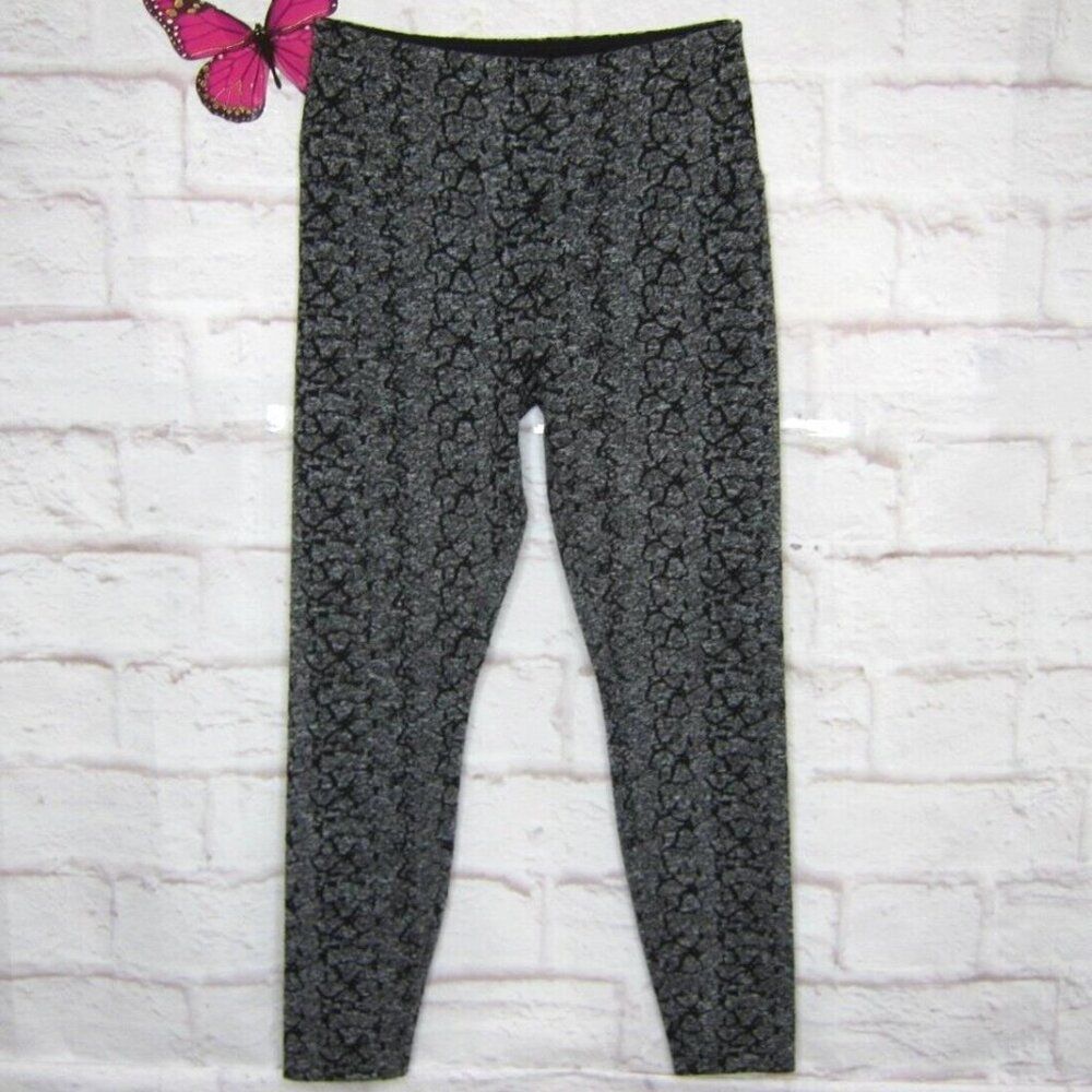 Lysse Charcoal Gray & Black Printed Textured Ponte Leggings Size M